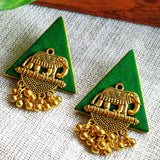 TRIANGLE GREEN EARINGS