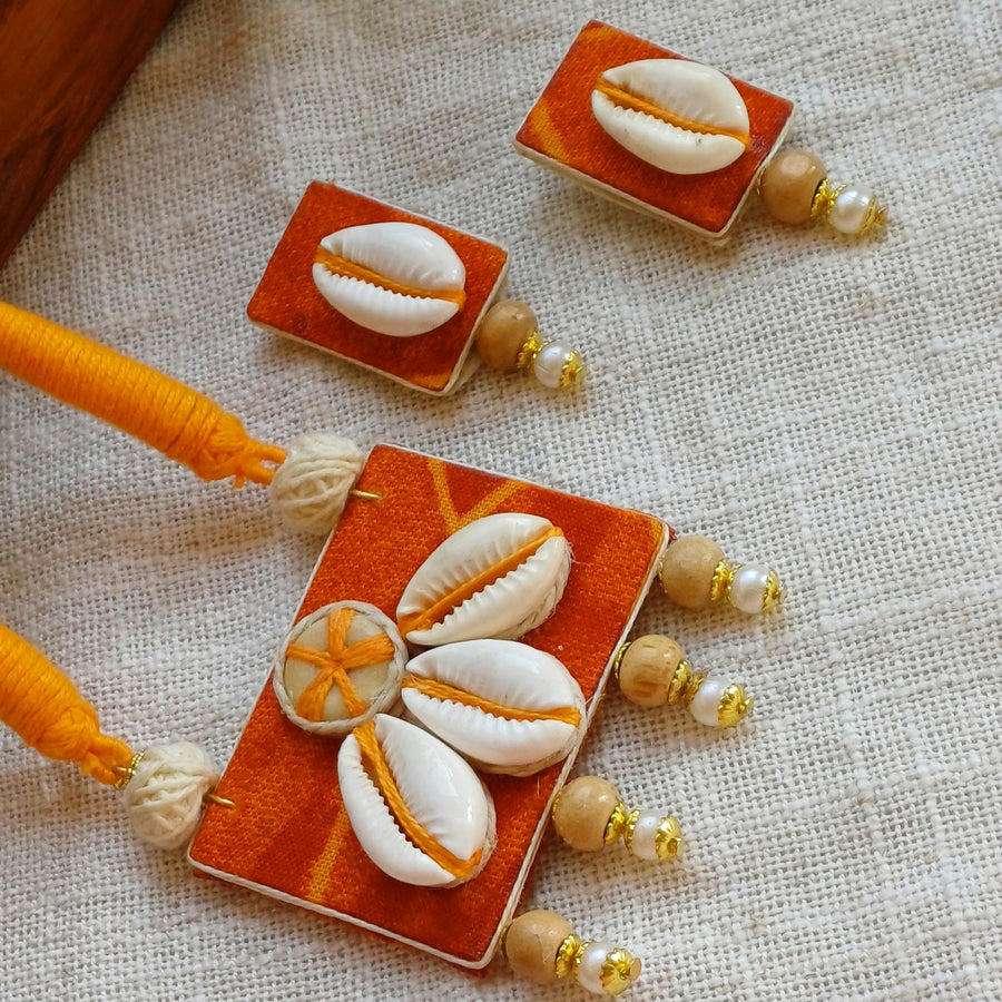 Orange shell pendent set